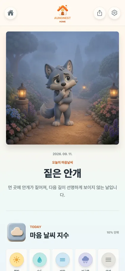 AunoNest 결과 요약 화면 미리보기